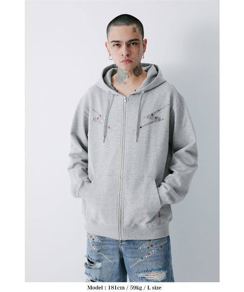 「SUPPLIER」 ジップアップパーカー LARGE ブラック メンズ_画像3