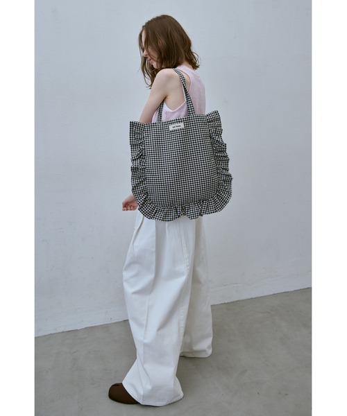 けーえぬ バック un/neu トートバッグ アソート柄フリルトートバッグ /A4サイズ収納可能