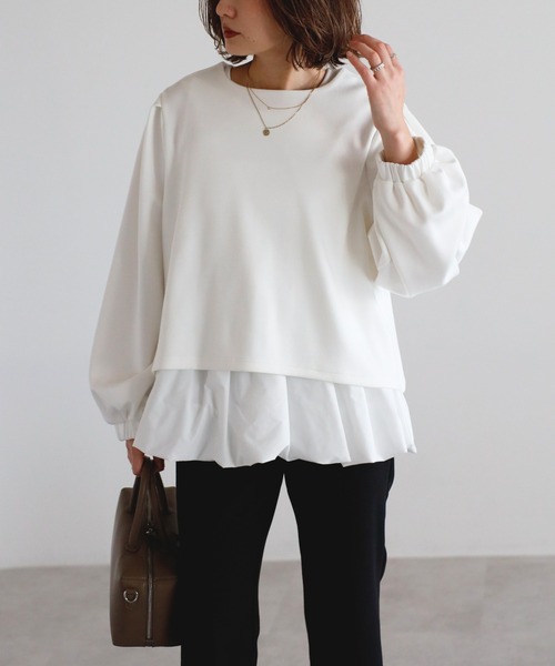 tシャツ バルーンタンク×レイヤードトップスセット レディース | Bonjour Sagan | 01