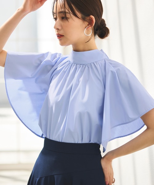 「RUIRUE BOUTIQUE」 半袖チュニック 3L ライトブルー レディース_画像6