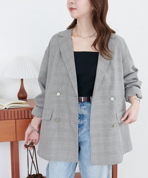 美品◎DAKS ダックス テーラードジャケット グレー チェック 日本製 総裏地 楽天市場】daks ジャケット レディースの通販