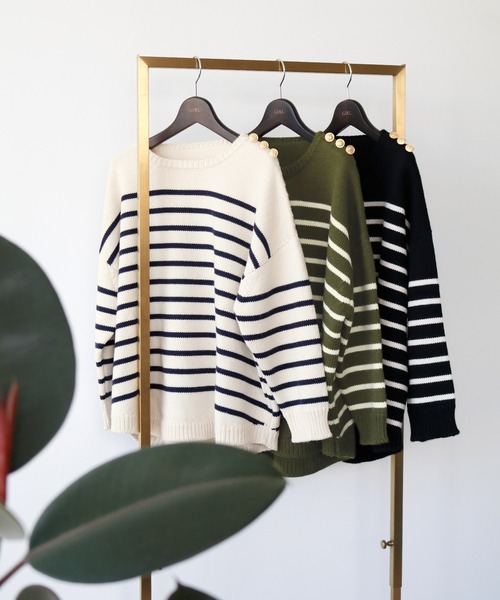 「ELFRANK」 長袖ニット FREE オフホワイト レディース_画像2