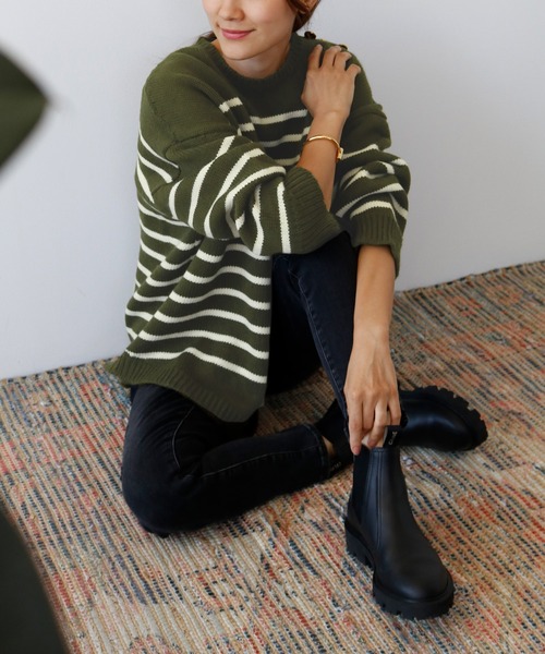 「ELFRANK」 長袖ニット FREE オフホワイト レディース_画像4