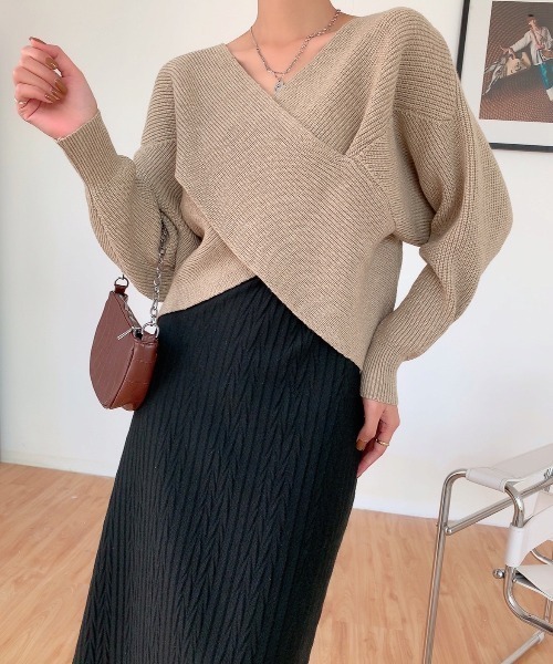 「ABITOKYO」 長袖ニット FREE チャコールグレー レディース_画像3