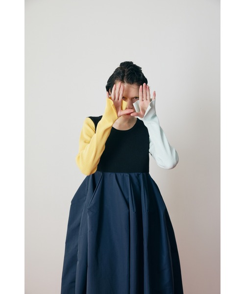 「HeRIN.CYE」 ドッキングワンピース 36 ネイビー レディースの画像