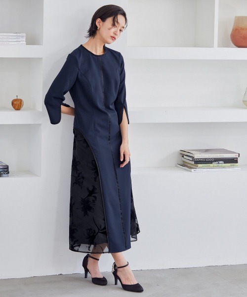 「Callarus」 7分袖ワンピース L ブラック レディース_画像2