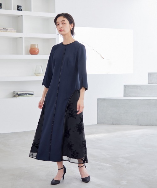 「Callarus」 7分袖ワンピース L ブラック レディース_画像5