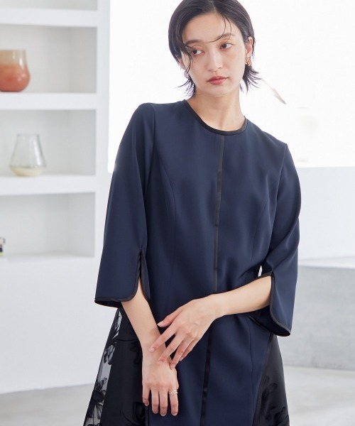 「Callarus」 7分袖ワンピース L ブラック レディース_画像6