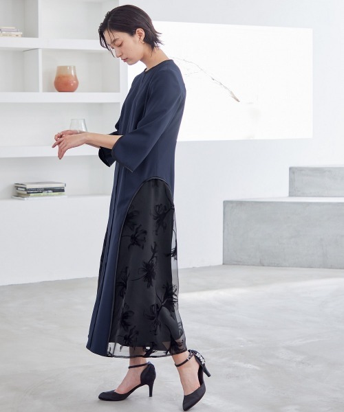 「Callarus」 7分袖ワンピース L ブラック レディース_画像7