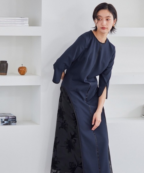 「Callarus」 7分袖ワンピース L ブラック レディース_画像8