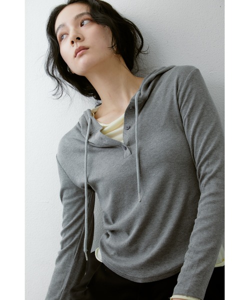 ベートーヴェン フード付きロンT 長袖Tシャツ パーカー サニーサイドアップ ANF.MUU パーカー ヘンリーネックフーディーロンT レディース