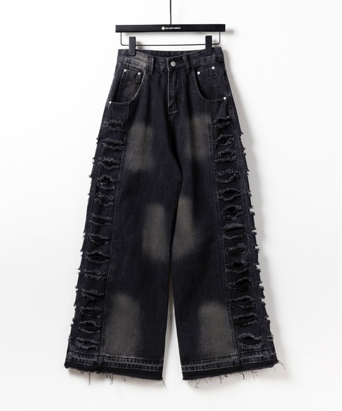 「me+em select」 デニムパンツ X-LARGE ブラック レディース_画像2