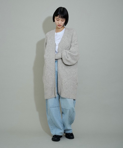 「ADAM ET ROPE'」 ニットカーディガン FREE レッド系その他 レディース_画像3