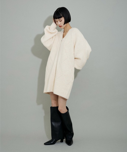 「ADAM ET ROPE'」 ニットカーディガン FREE レッド系その他 レディース_画像6