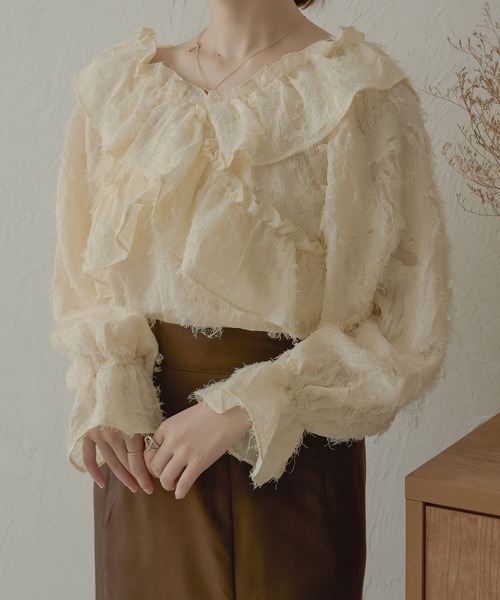 「Ambre Neige」 長袖ブラウス FREE アイボリー レディース_画像7