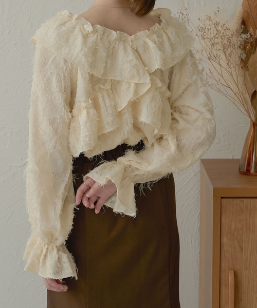 「Ambre Neige」 長袖ブラウス FREE アイボリー レディース_画像8