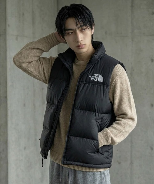 ☆人気　ノースフェイス　ニット　ダウンベスト　ブラック×グレー　レディースXXL THE NORTH FACE（ザ ノースフェイス） ダウンベスト ベスト メンズ