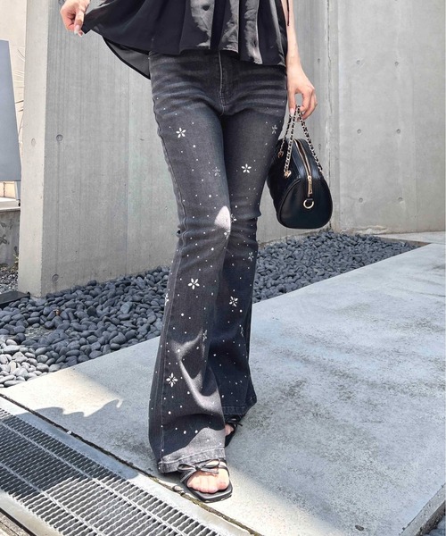 INGNI（イング） ジーンズ デニム デニムパンツ ビジュー付フレア