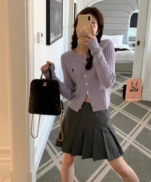 「Achic」 ニットカーディガン M ホワイト レディース_画像2