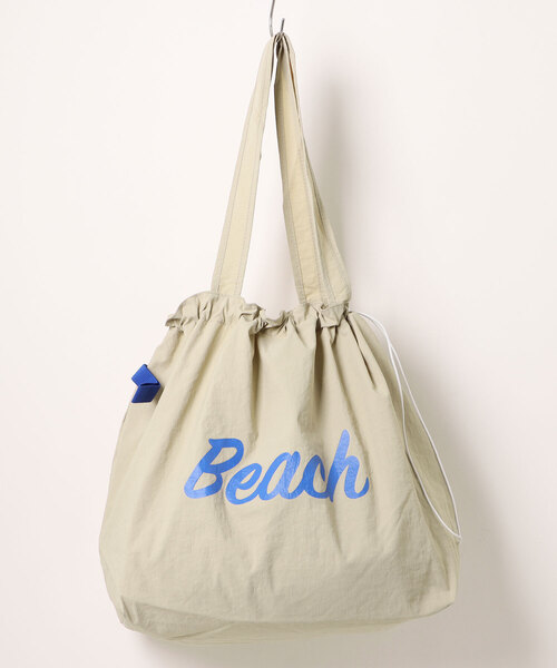 ショルダーバッグ バッグ 「大容量・軽量」”Beach”ロゴ巾着ショルダー