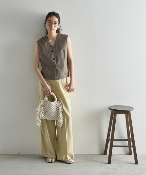 「THE YOn」 スラックス M レディッシュグレー レディース_画像2