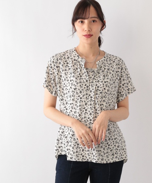 「GLOBAL WORK」 半袖ブラウス MEDIUM ライトグレー レディース_画像4