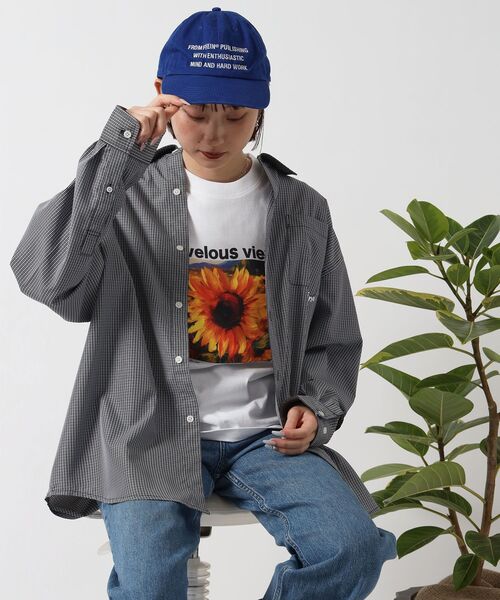「FFEIN」 長袖シャツ LARGE ネイビー メンズ_画像2