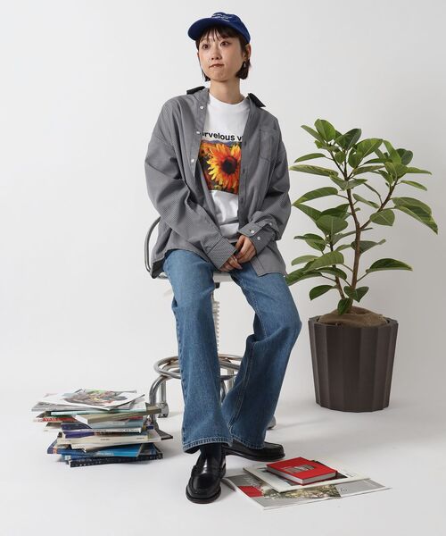 「FFEIN」 長袖シャツ LARGE ネイビー メンズ_画像4