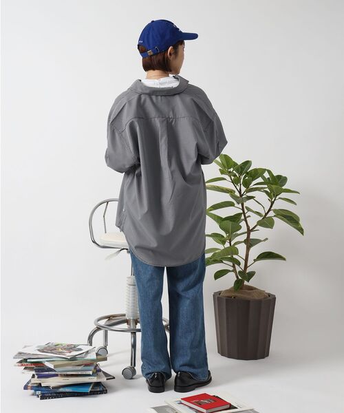 「FFEIN」 長袖シャツ LARGE ネイビー メンズ_画像5