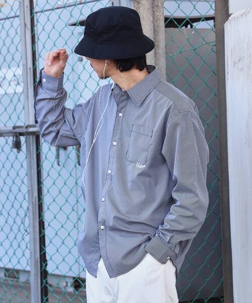 「FFEIN」 長袖シャツ LARGE ネイビー メンズ_画像6