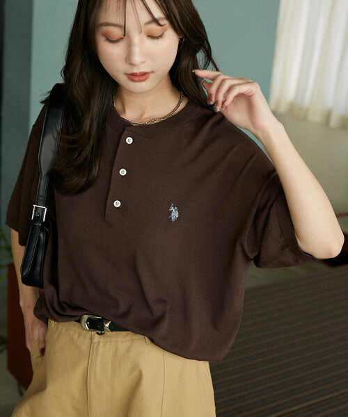 「U.S. POLO ASSN.」 半袖ニット SMALL チャコールグレー メンズ_画像7