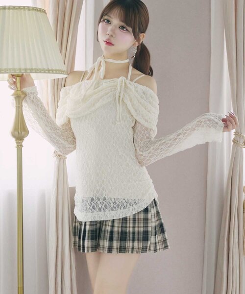 Belle Charme ワンピース 「Belle Charme」Lace Layered Pleated