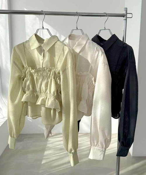 「Freesia by andme」 長袖シャツ FREE グリーン レディース_画像2