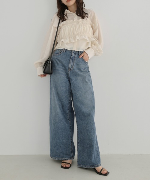 「Freesia by andme」 長袖シャツ FREE グリーン レディース_画像3