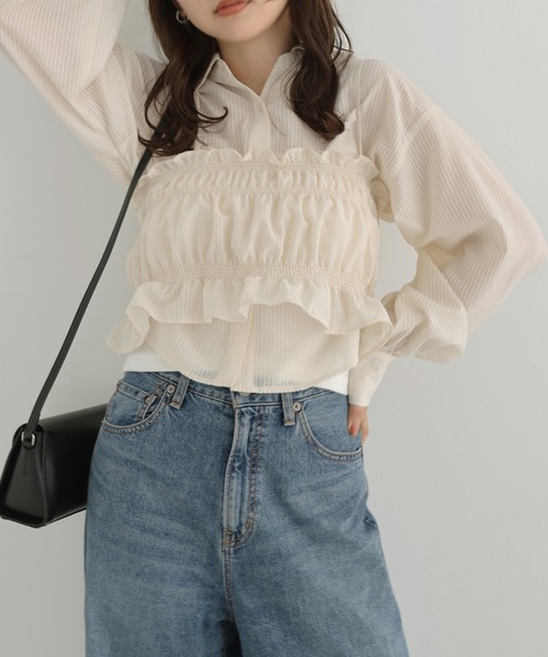 「Freesia by andme」 長袖シャツ FREE グリーン レディース_画像4