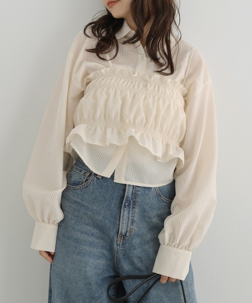 「Freesia by andme」 長袖シャツ FREE グリーン レディース_画像6