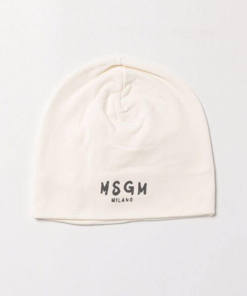 MSGM KIDS ニット帽 ニットキャップ ブラッシュロゴ コットンビーニー