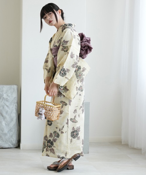 utatane 浴衣 浴衣3点セット 綿麻 こぼれる朝顔 レディース : ZOZOTOWN