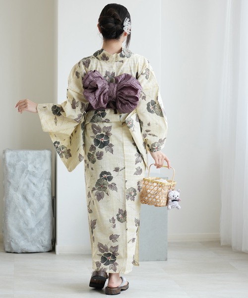utatane 浴衣 浴衣3点セット 綿麻 こぼれる朝顔 レディース : ZOZOTOWN