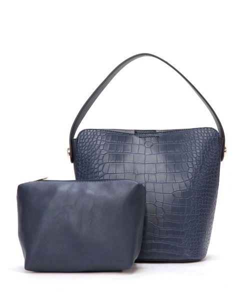 ナベゾーさん専用【正規品】PAVITRA トートバッグ クロコ型押し ネイビー パヴィトラ PAVITRA ピーノ PINO トートバッグ GRANDE クロコ