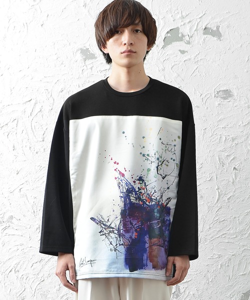 MinoriTY tシャツ プリントロンT 抽象アート柄 ルーズシルエット