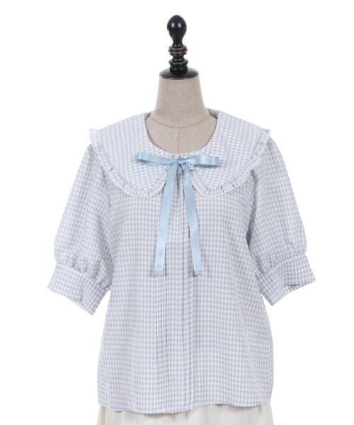 axes femme POETIQUE シャツ ブラウス ギンガムチェックフリルBL