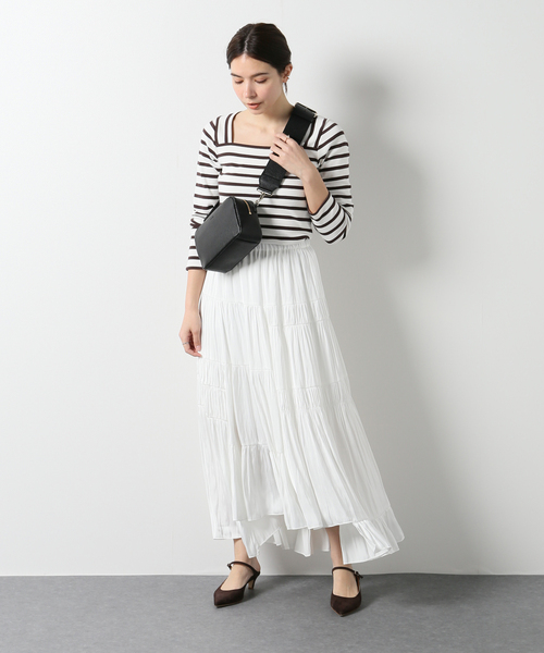 NOBLE（ノーブル） tシャツ Tシャツ スクエアネックボーダーTOPS