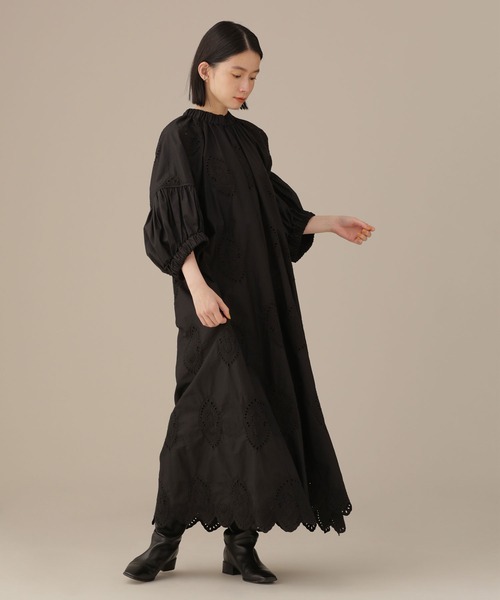 ワンピース Lb 03 ネックギャザーレース刺繍ワンピース Zozotown Yahoo 店 通販 Yahoo ショッピング