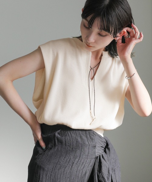 select MOCA tシャツ ワッフルフレンチスリーブトップス
