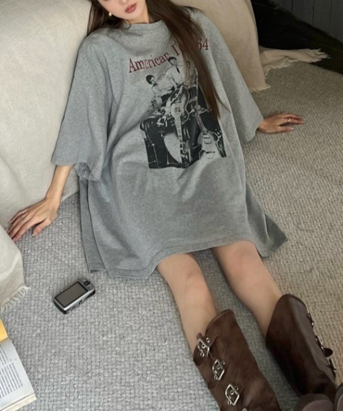 Achic tシャツ オーバーサイズロゴTシャツ レディース