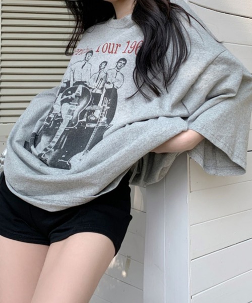 DIANTE ラインストーンオーバーT Achic tシャツ オーバーサイズロゴTシャツ レディース