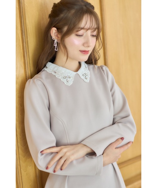 さいとす tocco closet ワンピース 2WAYビジュー×レース襟付き