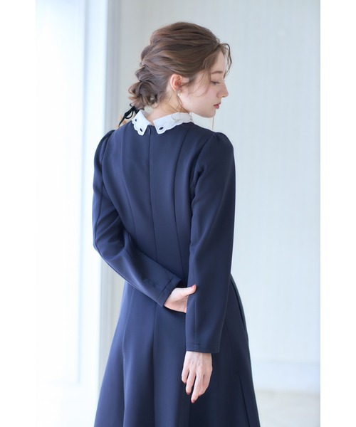 tocco closet ワンピース 2WAYビジュー×レース襟付き