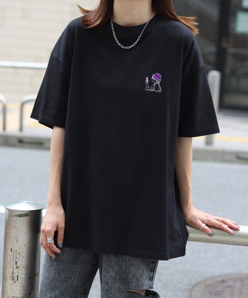 売れ筋商品|||モーガンレーン Tシャツ レディース トップス DATIL - Print T-shirt - noir SITRY tシャツ Girl Embroidery T-shirt/別注 オーバーサイズ